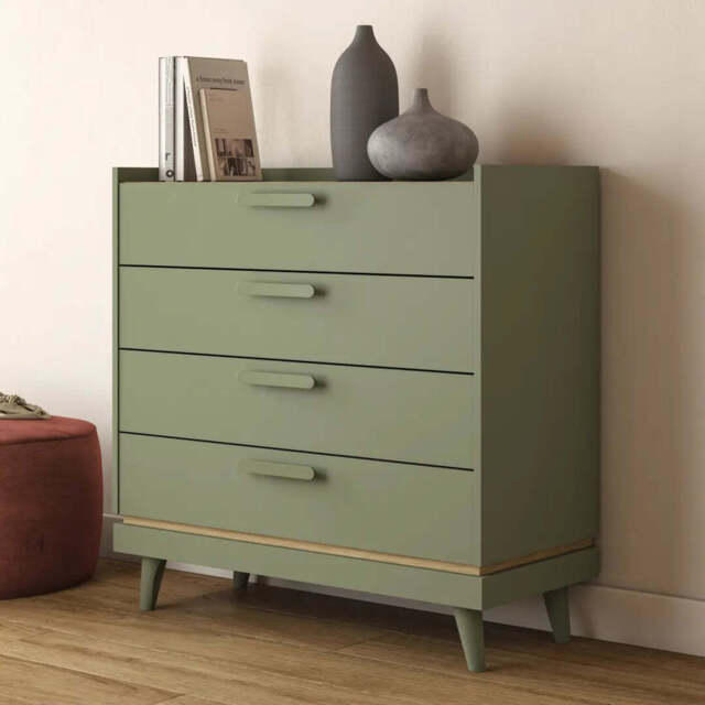 Scandi Chest Of Drawers 90cm - Green 90cm - image 1