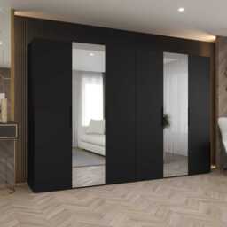 Marbella II Hinged Door Wardrobe 300cm - Black 300cm - thumbnail 1