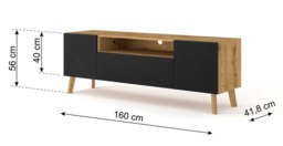 Luxi TV Cabinet 160cm - Black 160cm - thumbnail 3