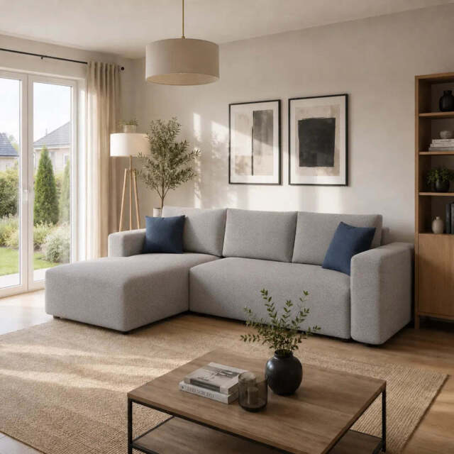 Corner Sofa Bed Mondo - Grey 256cm Left - image 1