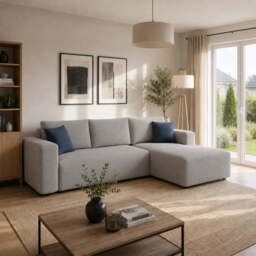 Corner Sofa Bed Mondo - Grey 256cm Left - thumbnail 3