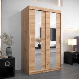 Pole Sliding Door Wardrobe 120cm - White 120cm - thumbnail 2