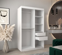 Pole Sliding Door Wardrobe 120cm - White 120cm - thumbnail 8