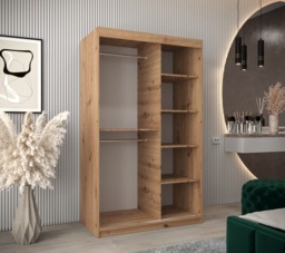 Pole Sliding Door Wardrobe 120cm - White 120cm - thumbnail 4