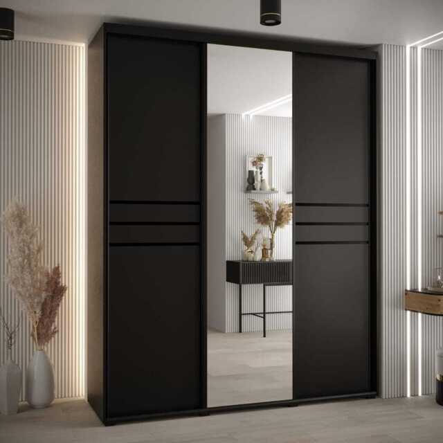 Cannes XI Sliding Door Wardrobe 190cm - Black 190cm - image 1
