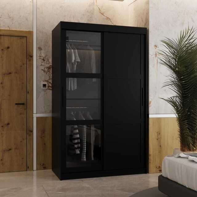 Parma III Sliding Door Wardrobe 120cm - Black 120cm - image 1