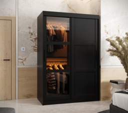 Parma III Sliding Door Wardrobe 120cm - Black 120cm - thumbnail 4