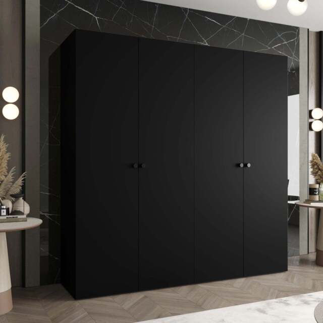 Parma I Hinged Door Wardrobe 200cm - Black 200cm - image 1