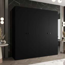 Parma I Hinged Door Wardrobe 200cm - Black 200cm - thumbnail 1