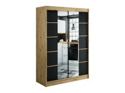 Leto V4 Sliding Door Wardrobe 150cm - Black 150cm - thumbnail 1