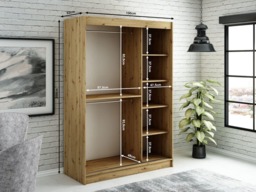 Leto V4 Sliding Door Wardrobe 150cm - Black 150cm - thumbnail 5