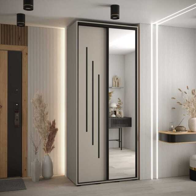 Dakota IX Sliding Door Wardrobe 100cm - Cashmere 100cm - image 1