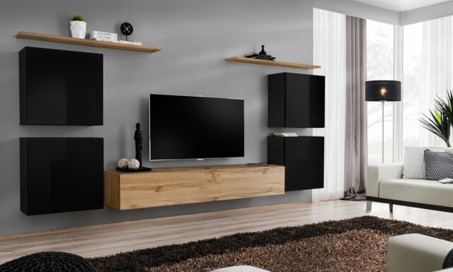 "Switch IV Entertainment Unit For TVs Up To 75"" - Oak Wotan 320cm Black" - image 1