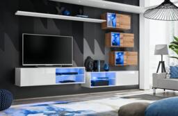 "Switch XXIV Wall Entertainment Unit For TVs Up To 49"" - Graphite 250cm Oak Wotan" - thumbnail 8