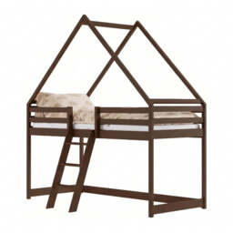 Moon Wooden Loft Bed - Dark Chocolate 90 x 200cm Foam Mattress - thumbnail 1