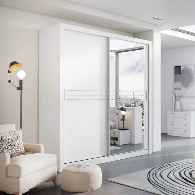 Havana 12 - 2 Sliding Door Wardrobe 203cm - White Matt 203cm - image 1