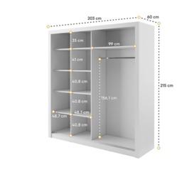Havana 12 - 2 Sliding Door Wardrobe 203cm - White Matt 203cm - thumbnail 3