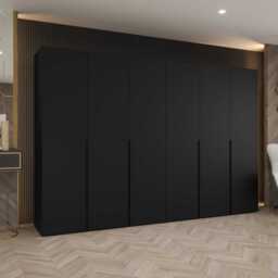 Alicante I Hinged Door Wardrobe 300cm - Black 300cm - thumbnail 1