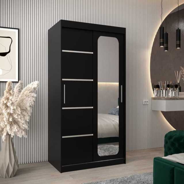 Uppsala V2 Sliding Door Wardrobe 100cm - Black 100cm - image 1