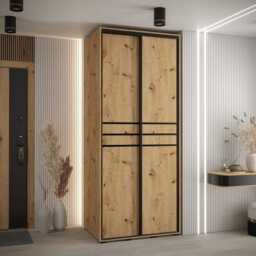 Cannes X Sliding Door Wardrobe 100cm - Oak Artisan 100cm