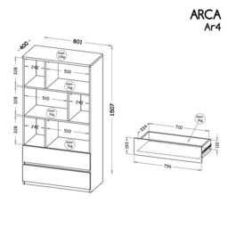 Arca AR4 Bookcase 80cm - Arctic White 80cm - thumbnail 3