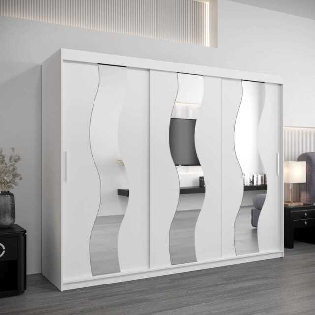 Seville Sliding Door Wardrobe 250cm - White 250cm - image 1