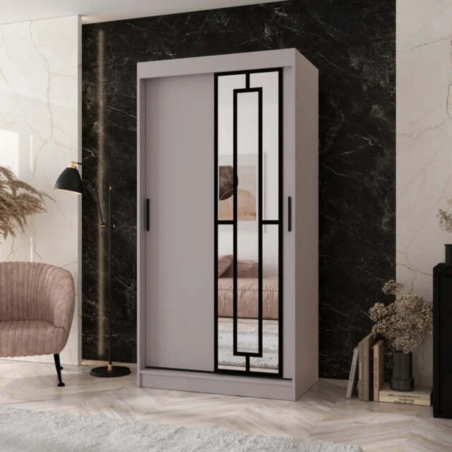 Modena Sliding Door Wardrobe 100cm - Cashmere 100cm - image 1