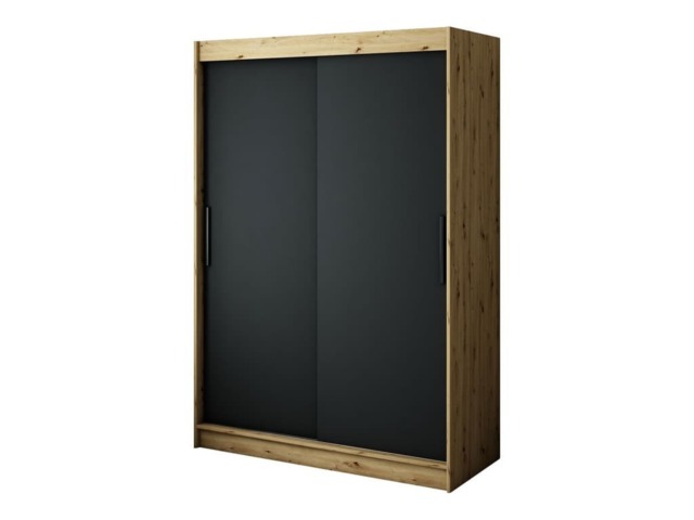 Leto T Sliding Door Wardrobe 150cm - Black 150cm - image 1