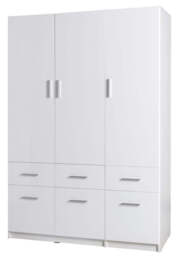 Snow 04 Hinged Wardrobe 136cm - White Gloss 136cm