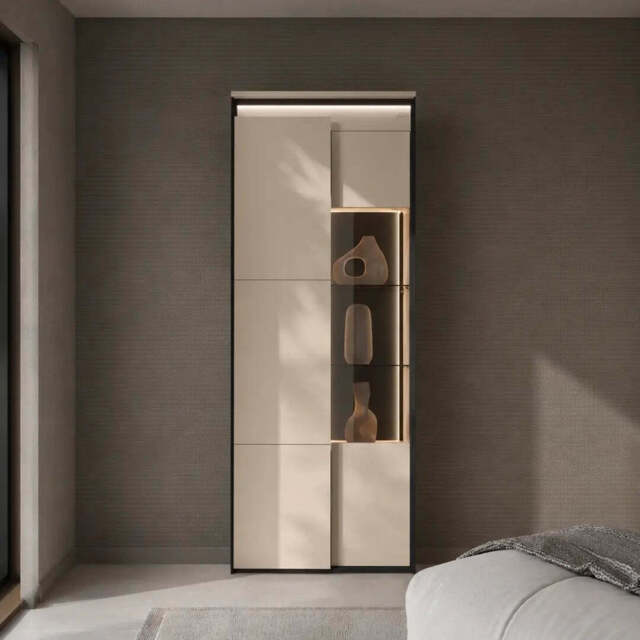 Zaya ZY-18 Tall Display Cabinet 77cm - Beige 77cm - image 1