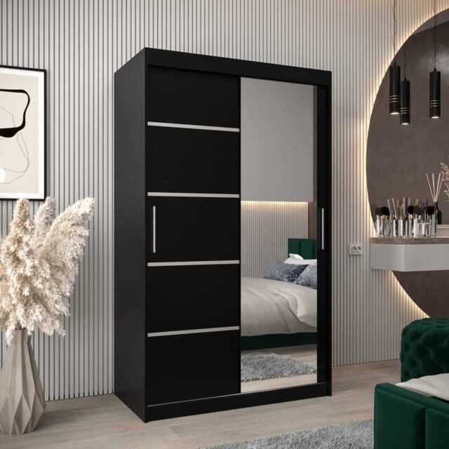 Verona 02 Sliding Door Wardrobe 120cm - Black 120cm - image 1