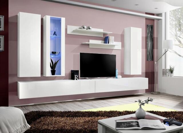 "Fly E4 Entertainment Unit For TVs Up To 75"" - White 320cm" - image 1