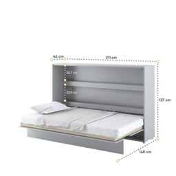 BC-05 Horizontal Wall Bed Concept 120cm With Storage Cabinet - White Gloss 120 x 200cm - thumbnail 6
