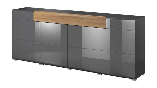 Toledo 25 Sideboard Cabinet 208cm - Grey Gloss 208cm - image 1
