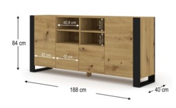 Mondi Sideboard Cabinet 188cm - Oak Artisan 188cm - thumbnail 3
