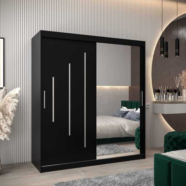 York II Sliding Door Wardrobe 180cm - Black 180cm - image 1
