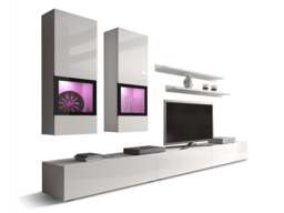 "Baros 10 Entertainment Unit For TVs Up To 75"" - White Gloss 270cm" - thumbnail 7