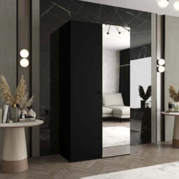 Parma II Hinged Door Wardrobe 100cm - Black 100cm - thumbnail 1