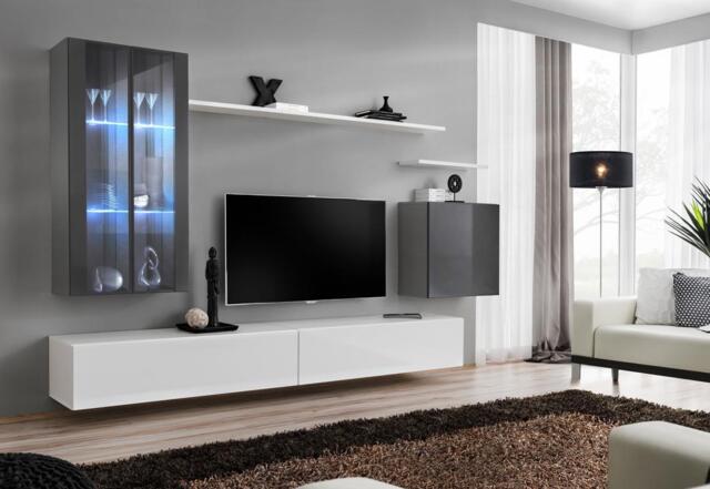 "Switch XII Entertainment Unit For TVs Up To 58"" - White 330cm Graphite" - image 1