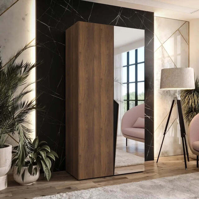 Piano II Hinged Door Wardrobe 100cm - Oak Walnut 100cm - image 1