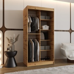 Orlando Sliding Door Wardrobe 100cm - Oak Walnut 100cm - thumbnail 8
