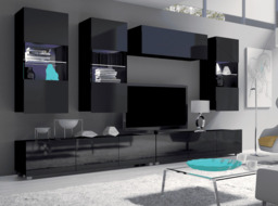 "Calabrini 5 Entertainment Unit For TVs Up To 60"" - Black Gloss and White Gloss 300cm" - thumbnail 2