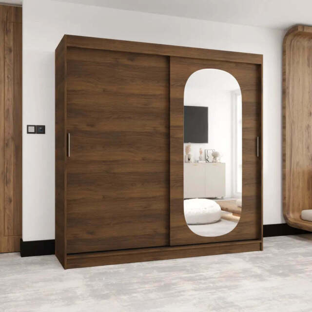 Royal Sliding Door Wardrobe 200cm - Oak Walnut 200cm - image 1