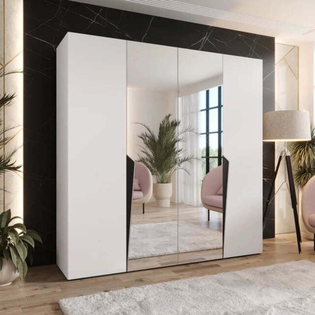 Piano II Hinged Door Wardrobe 200cm - White 200cm - image 1