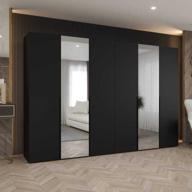 Alicante II Hinged Door Wardrobe 300cm - Black 300cm - image 1