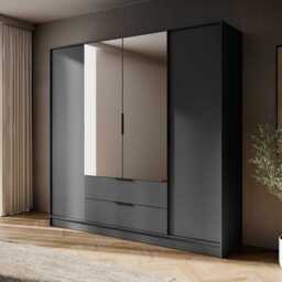 Kelly Hinged Door Wardrobe 206cm [Mirror] - Cashmere 206cm - thumbnail 8