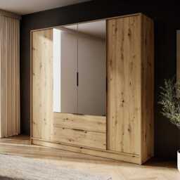 Kelly Hinged Door Wardrobe 206cm [Mirror] - Cashmere 206cm - thumbnail 5
