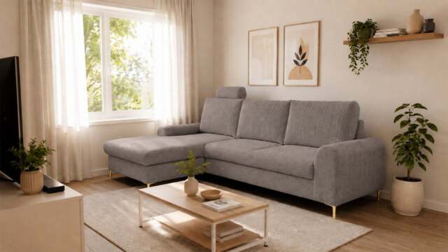 Corner Sofa Bed Monaco - Grey 252cm Left - image 1