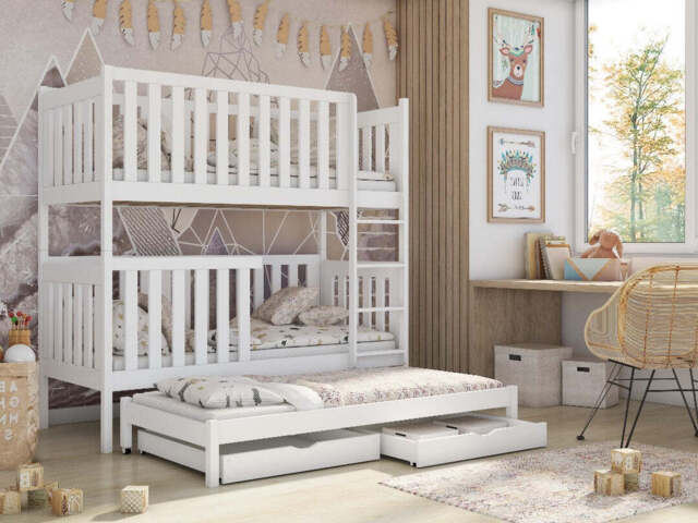 Emily Bunk Bed with Trundle and Storage - White Matt Without Mattresses - image 1
