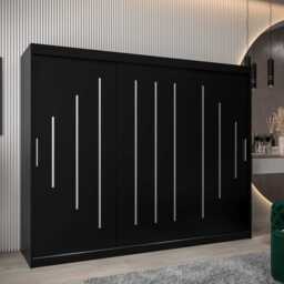 York Sliding Door Wardrobe 250cm - Black 250cm - thumbnail 1